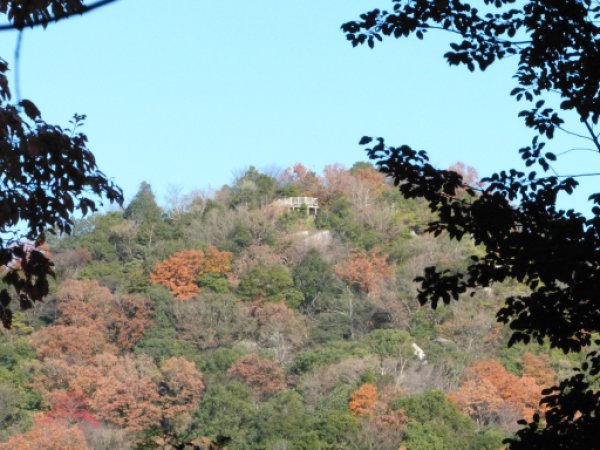岩巣山展望台が見えます。